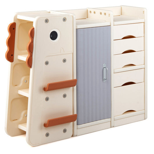 Kids Toy Storage Organizer with 5 Removable Bins for Playroom-Beige W2B