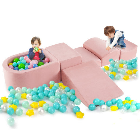 5-Piece Climb and Crawl Playset with Ball Pit for Kids-Gray W2B
