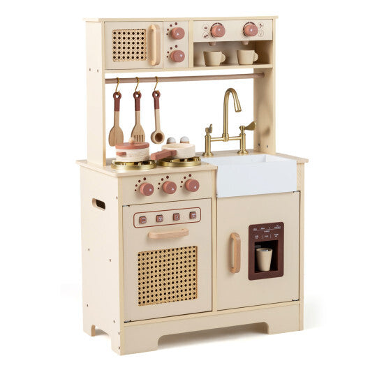 Chef Pretend Play Kitchen for Kids with Realistic Lights and Sounds-Yellow W2B