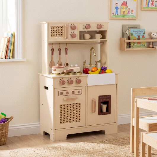 Chef Pretend Play Kitchen for Kids with Realistic Lights and Sounds-Yellow W2B