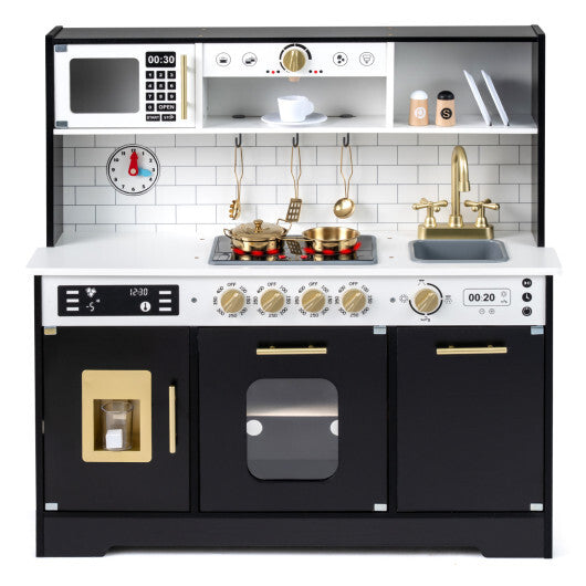 Wooden Play Kitchen for Kids with Realistic Lights and Sounds-White W2B