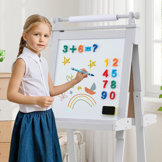 3-in-1 Double-sided Art Easel with Chalkboard and Magnetic Whiteboard-Green W2B