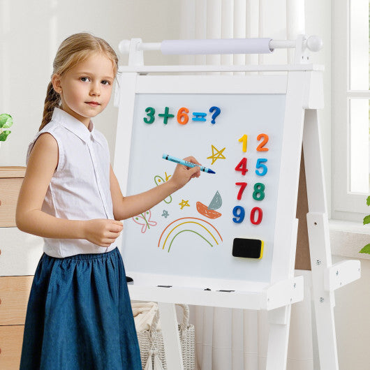 3-in-1 Double-sided Art Easel with Chalkboard and Magnetic Whiteboard-Green W2B