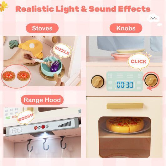 Corner Play Kitchen with Lights and Sounds for Ages 3+-Brown