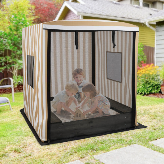 Wooden Sandbox with Canopy for Children 3+ Years Old-Brown W2B
