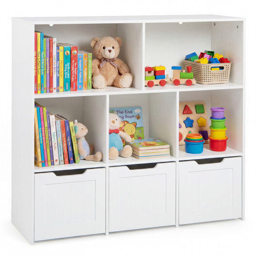 Toy Storage Organizer with 3 Movable Drawers and 5 Open Cubbies for Playroom-White W2B