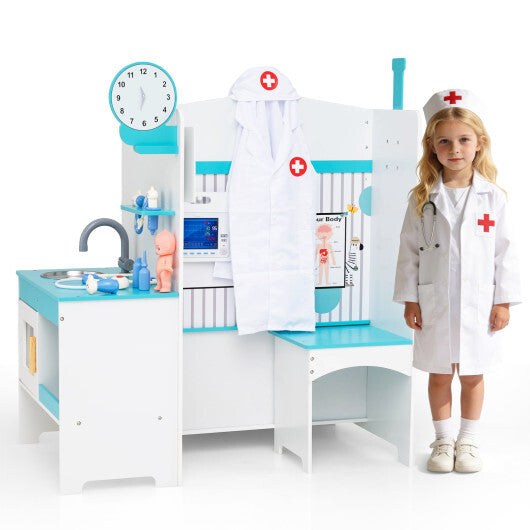 Kids Doctor Play Set with Adjustable Height Bar-Pink