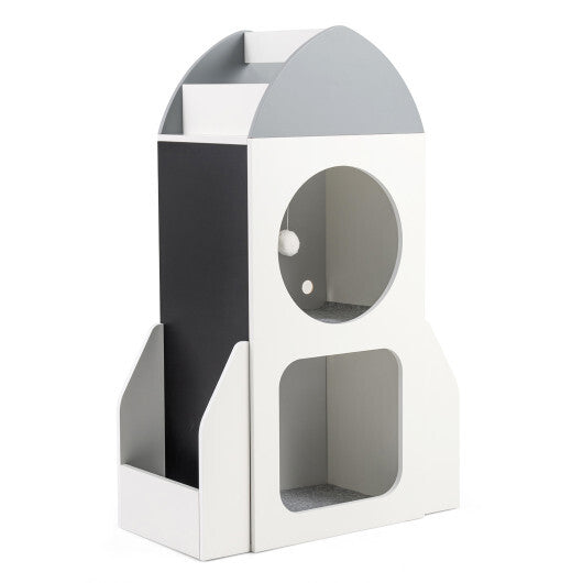 3-Tier Kids Bookshelf Rocket Space Theme Toddler Toy Storage Organizer-White W2B