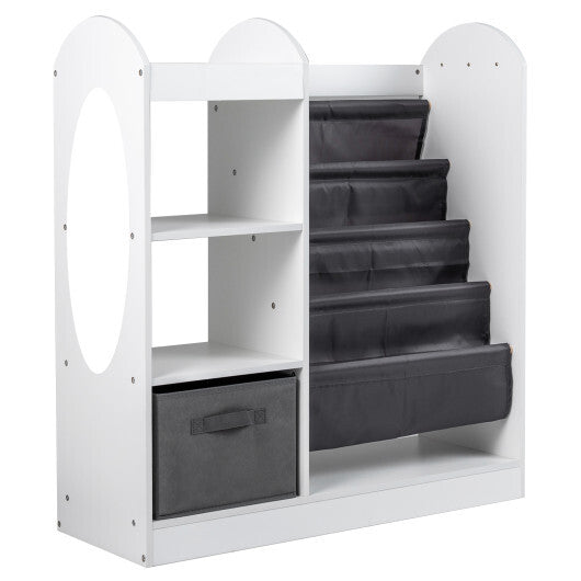 Toy Storage Organizer with 4-Tier Sling Shelves-White