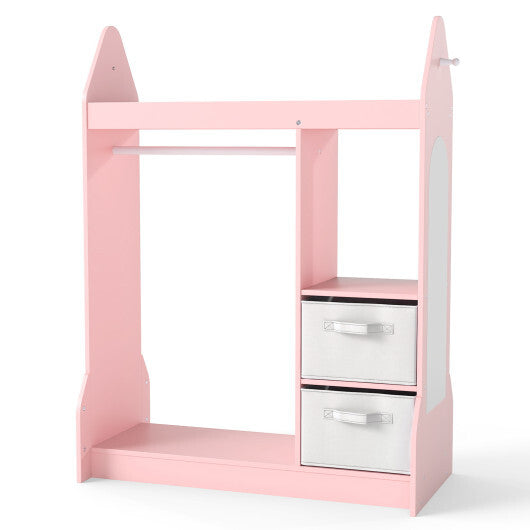 Kids Play Armoire Dresser with Cloth Hanger-Pink