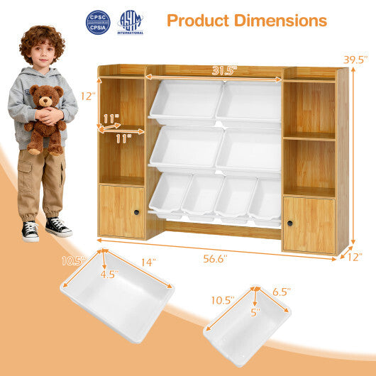 Kids Toy Storage and Bookshelf with Boxes and Open Shelves-Beige