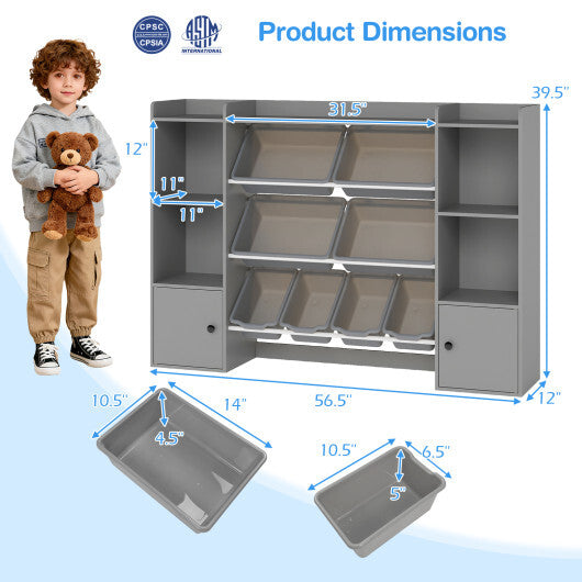 Kids Toy Storage and Bookshelf with Boxes and Open Shelves-Beige