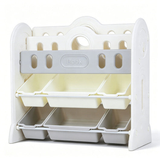 Kids Bookshelf and Toy Storage Organizer with 2 Front-Facing Racks W2B