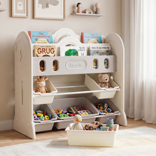 Kids Bookshelf and Toy Storage Organizer with 2 Front-Facing Racks W2B