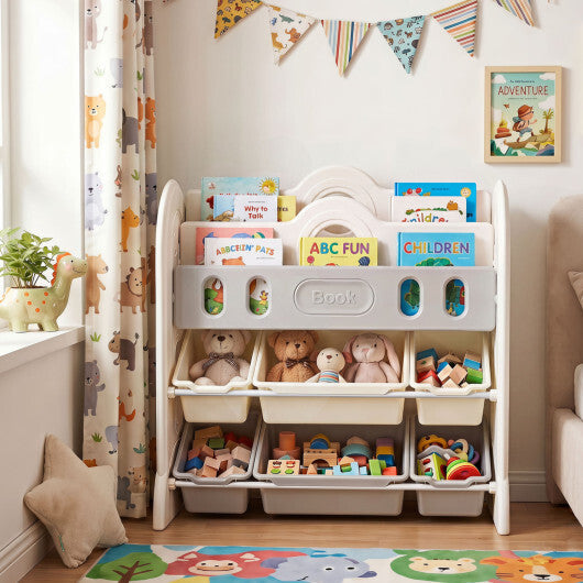 Kids Bookshelf and Toy Storage Organizer with 2 Front-Facing Racks W2B