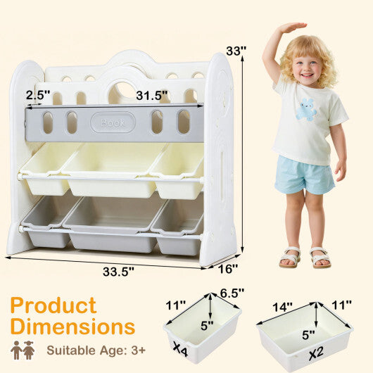 Kids Bookshelf and Toy Storage Organizer with 2 Front-Facing Racks W2B
