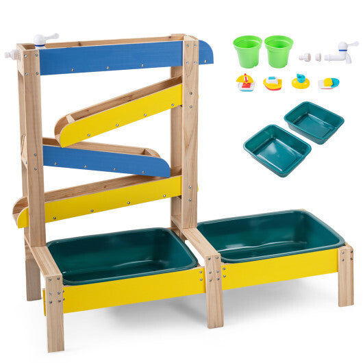 Sand and Water Table for Toddlers with 2 Water Basins-Multicolor W2B