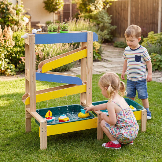 Sand and Water Table for Toddlers with 2 Water Basins-Multicolor W2B