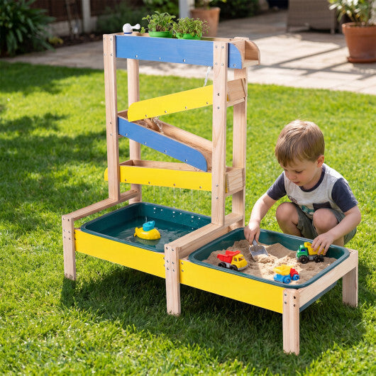 Sand and Water Table for Toddlers with 2 Water Basins-Multicolor W2B