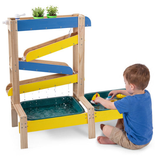 Sand and Water Table for Toddlers with 2 Water Basins-Multicolor W2B