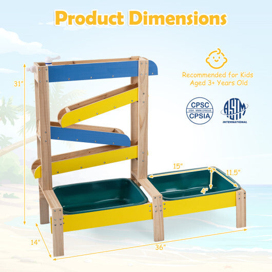 Sand and Water Table for Toddlers with 2 Water Basins-Multicolor W2B
