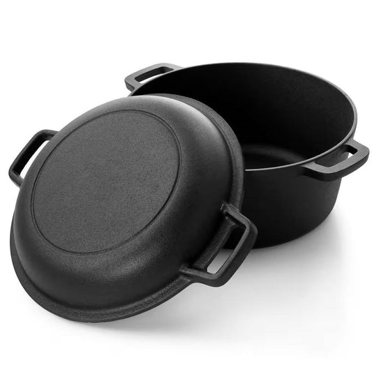 12-Piece Cast Iron Cookware set with Dutch Oven Frying Pan Skillet and Pizza Pan FastFurnishings
