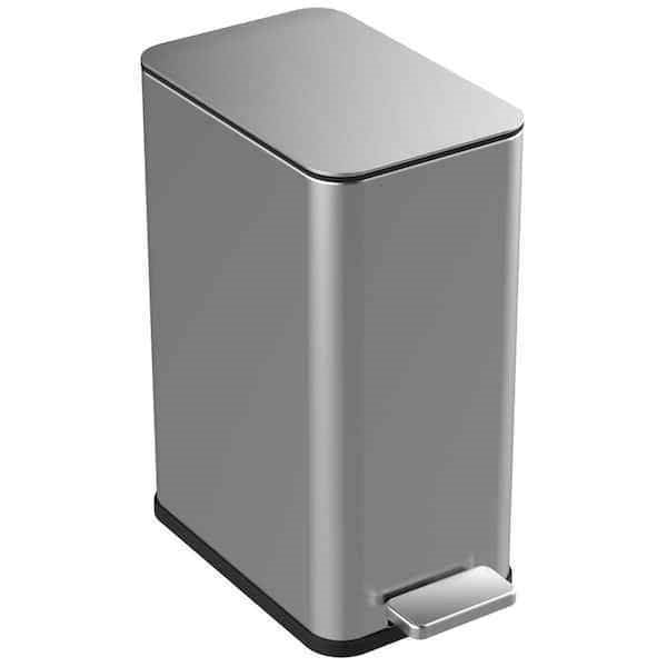 2.6 Gallon Slim Rectangular Stainless Steel Kitchen Bathroom Step Trash Can FastFurnishings