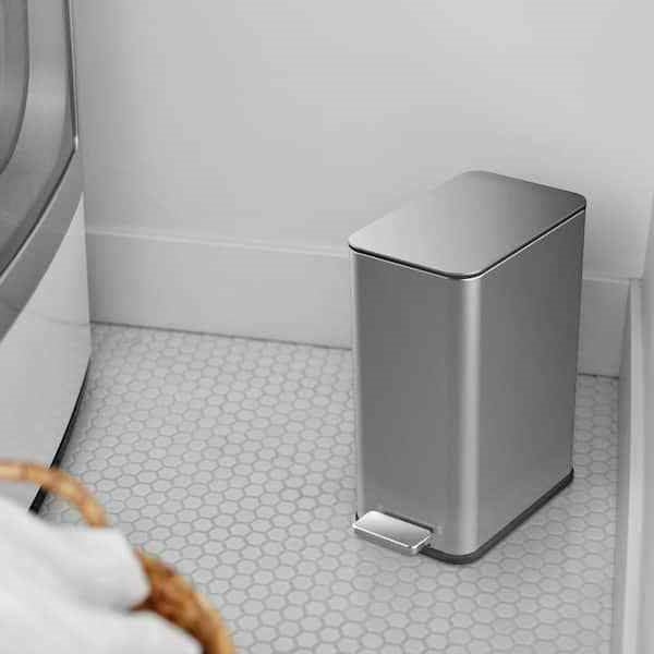 2.6 Gallon Slim Rectangular Stainless Steel Kitchen Bathroom Step Trash Can FastFurnishings