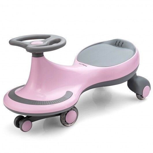 Wiggle Car Ride-on Toy with Flashing Wheels-Pink - Color: Pink W2B