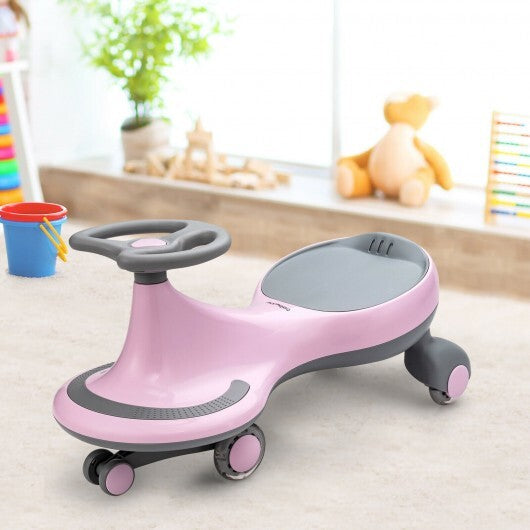 Wiggle Car Ride-on Toy with Flashing Wheels-Pink - Color: Pink W2B