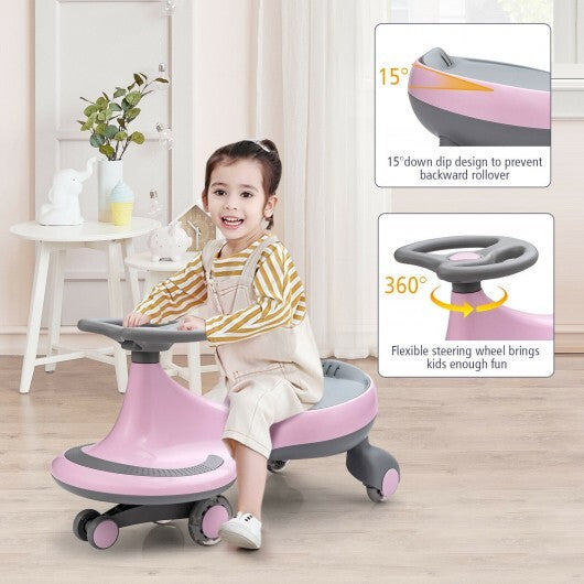 Wiggle Car Ride-on Toy with Flashing Wheels-Pink - Color: Pink W2B
