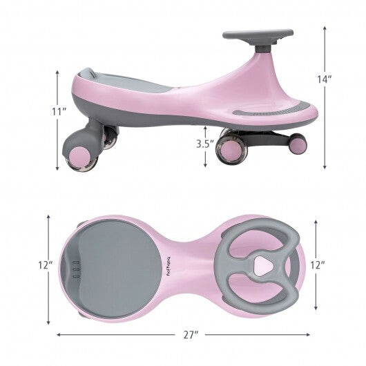 Wiggle Car Ride-on Toy with Flashing Wheels-Pink - Color: Pink W2B