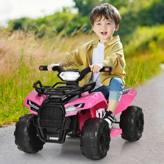 6V Kids ATV Quad Electric Ride On Car with LED Light and MP3-Pink - Color: Pink W2B
