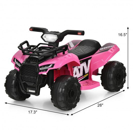 6V Kids ATV Quad Electric Ride On Car with LED Light and MP3-Pink - Color: Pink W2B
