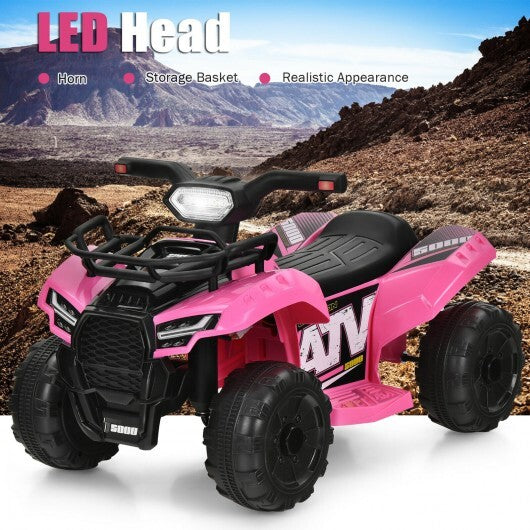 6V Kids ATV Quad Electric Ride On Car with LED Light and MP3-Pink - Color: Pink W2B
