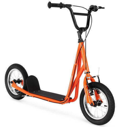 Height Adjustable Kid Kick Scooter with 12 Inch Air Filled Wheel-Pink W2B