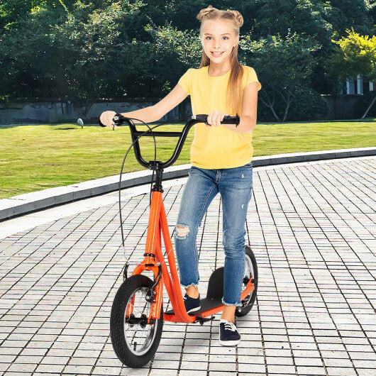 Height Adjustable Kid Kick Scooter with 12 Inch Air Filled Wheel-Pink W2B