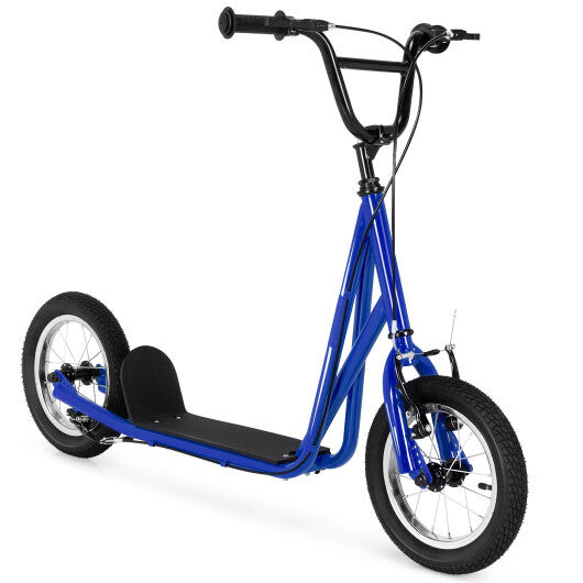 Height Adjustable Kid Kick Scooter with 12 Inch Air Filled Wheel-Pink W2B