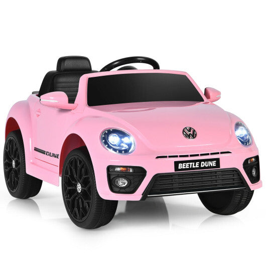 Volkswagen Beetle Kids Electric Ride On Car with Remote Control-Pink - Color: Pink W2B