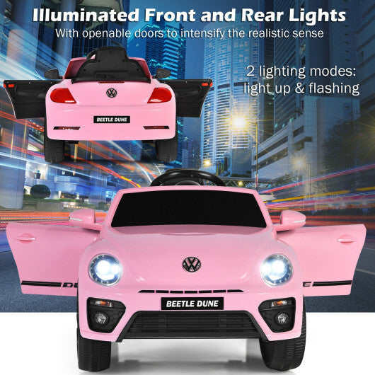 Volkswagen Beetle Kids Electric Ride On Car with Remote Control-Pink - Color: Pink W2B