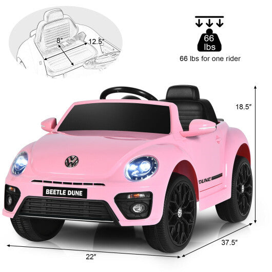 Volkswagen Beetle Kids Electric Ride On Car with Remote Control-Pink - Color: Pink W2B