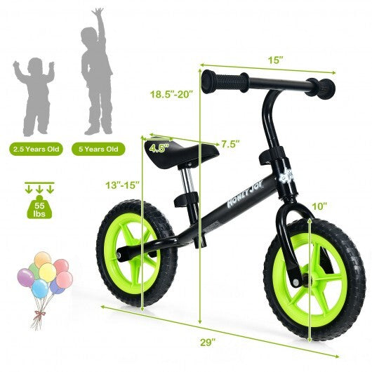 Kids No Pedal Balance Bike with Adjustable Handlebar and Seat-Red W2B