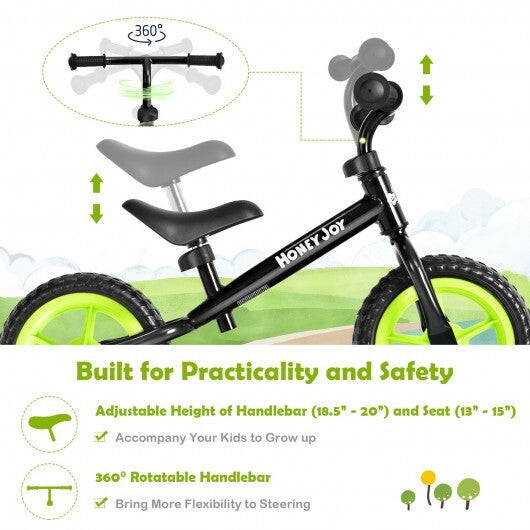 Kids No Pedal Balance Bike with Adjustable Handlebar and Seat-Red W2B