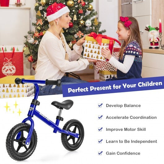 Kids No Pedal Balance Bike with Adjustable Handlebar and Seat-Red W2B
