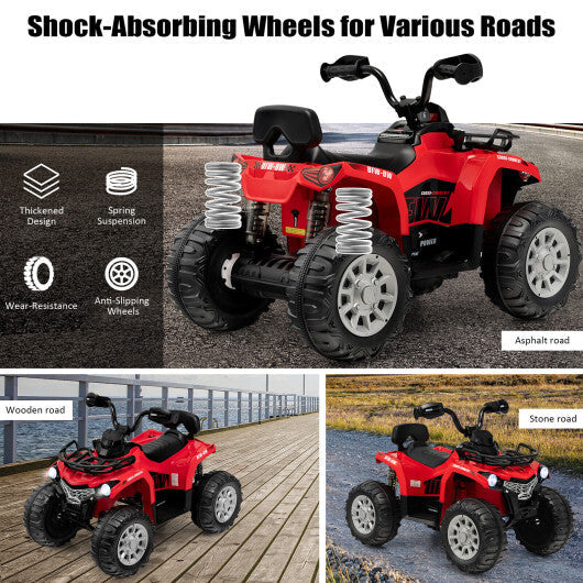 12V Kids Ride On ATV 4 Wheeler with MP3 and Headlights-Red W2B