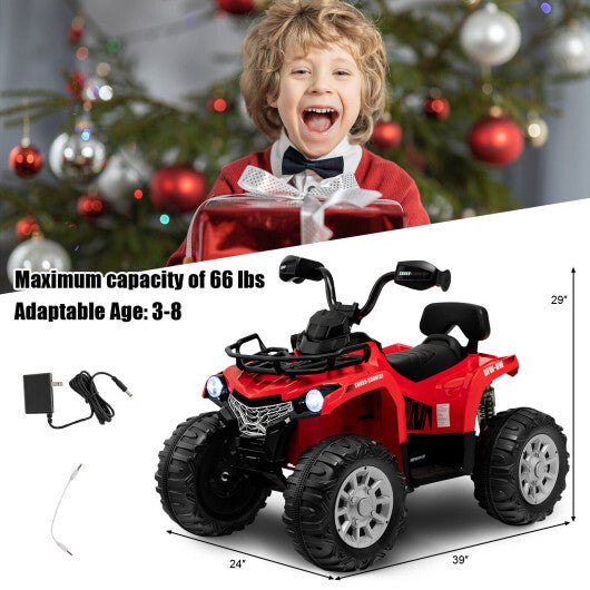 12V Kids Ride On ATV 4 Wheeler with MP3 and Headlights-Red W2B