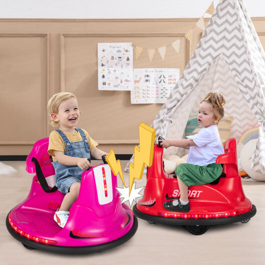 12V Kids Ride On Bumper Car with Remote Control Lights and Music-Red - Color: Red W2B