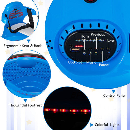 12V Kids Ride On Bumper Car with Remote Control Lights and Music-Red W2B