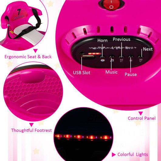 12V Kids Ride On Bumper Car with Remote Control Lights and Music-Red W2B