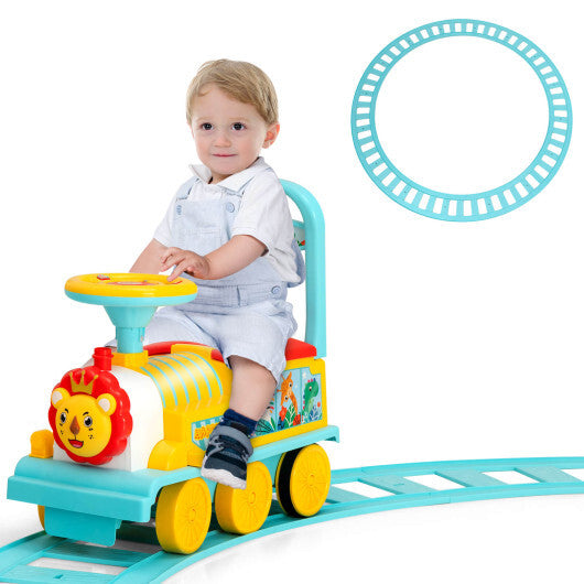 6V Electric Kids Ride On Car Toy Train with 16 Pieces Tracks-Green W2B